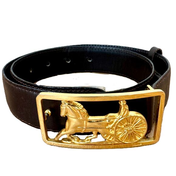 Celine Accessories - CELINE Horse Carriage Vintage Brown Belt - Size 60 (XXS)